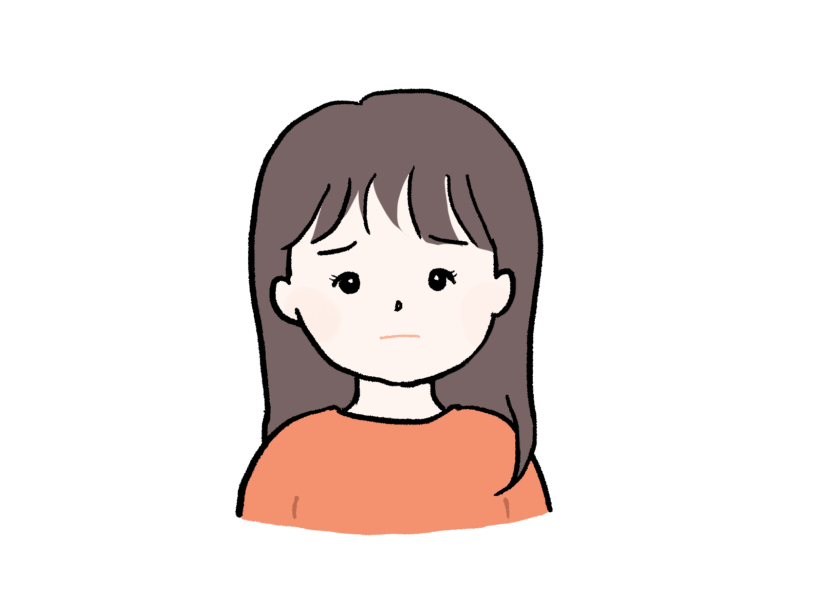 困った顔の女性のイラスト/さしえやフリー素材