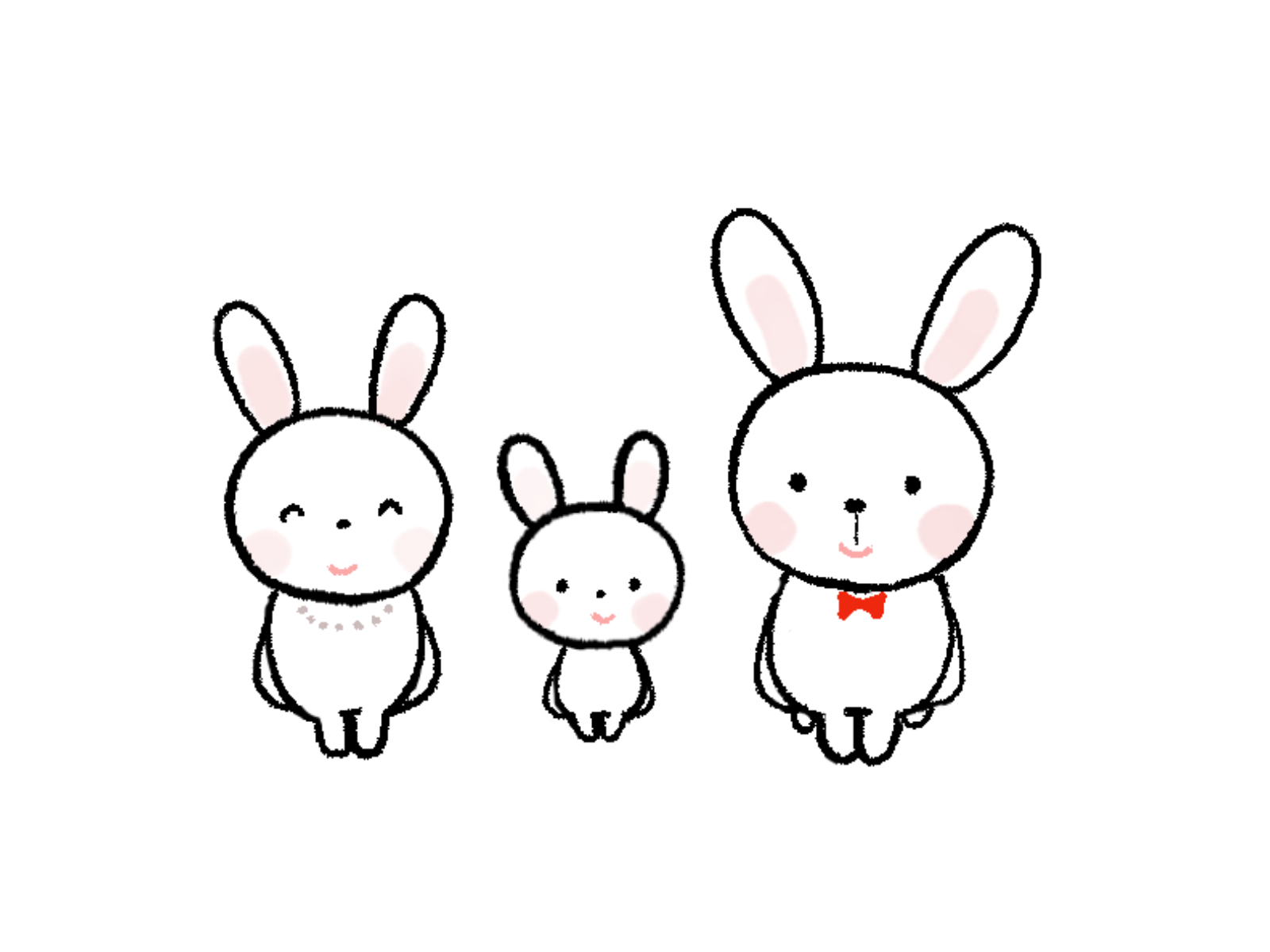 さしえやフリー素材/ 挨拶をするうさぎの親子のイラスト