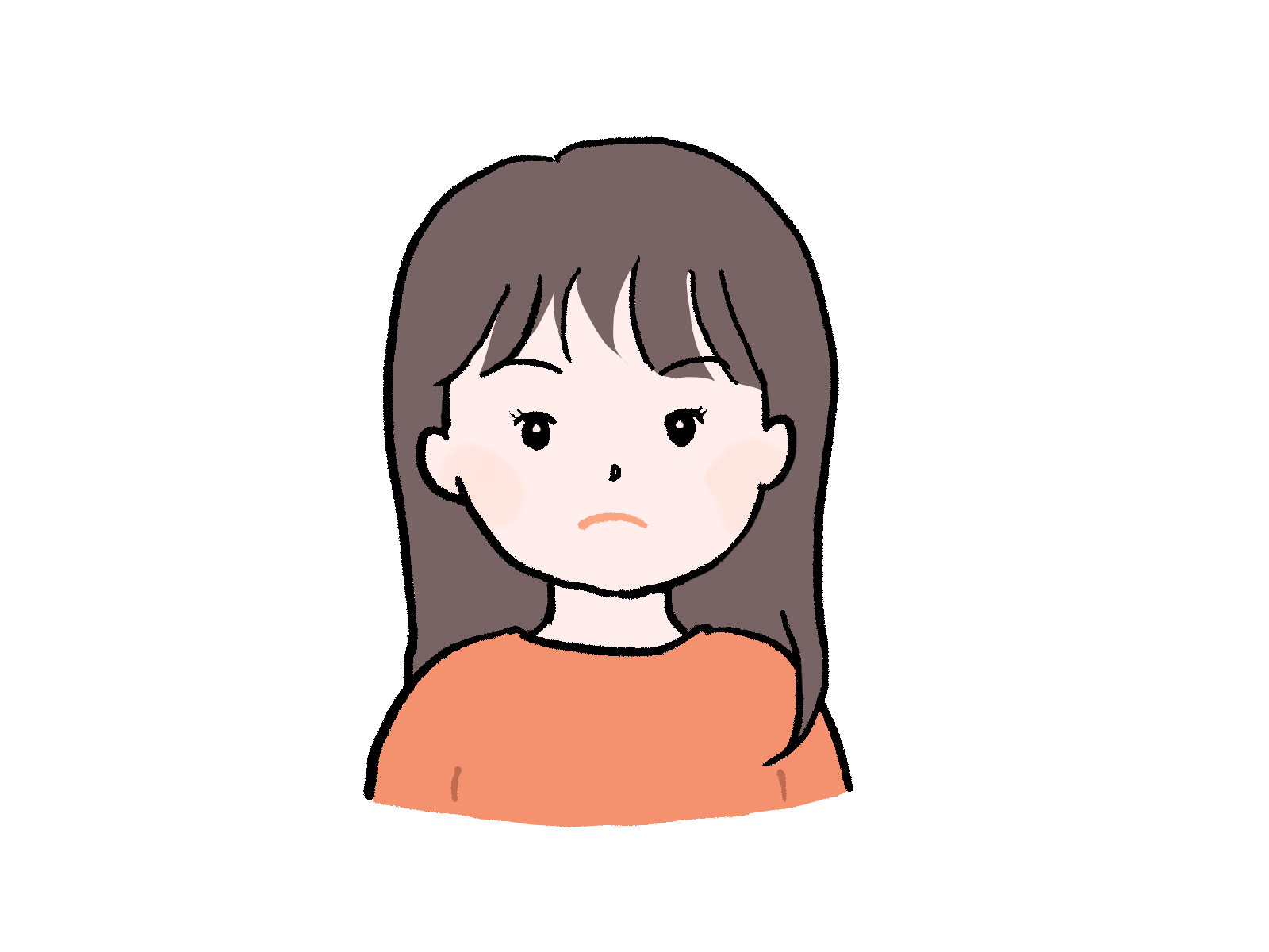 さしえやフリー素材/ 怒った顔の女性のイラスト