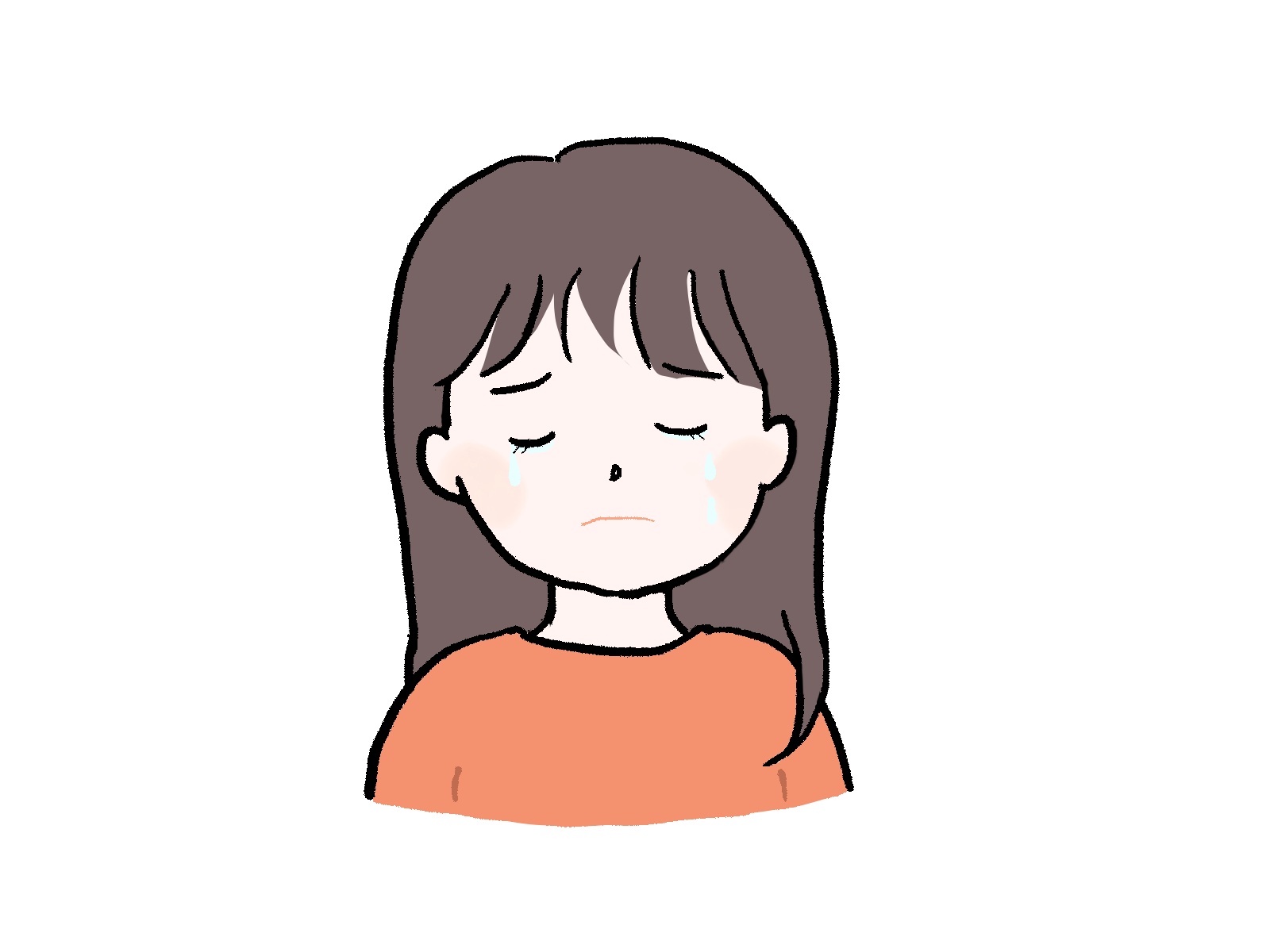 さしえやフリー素材/悲しそうに泣く女性のイラスト