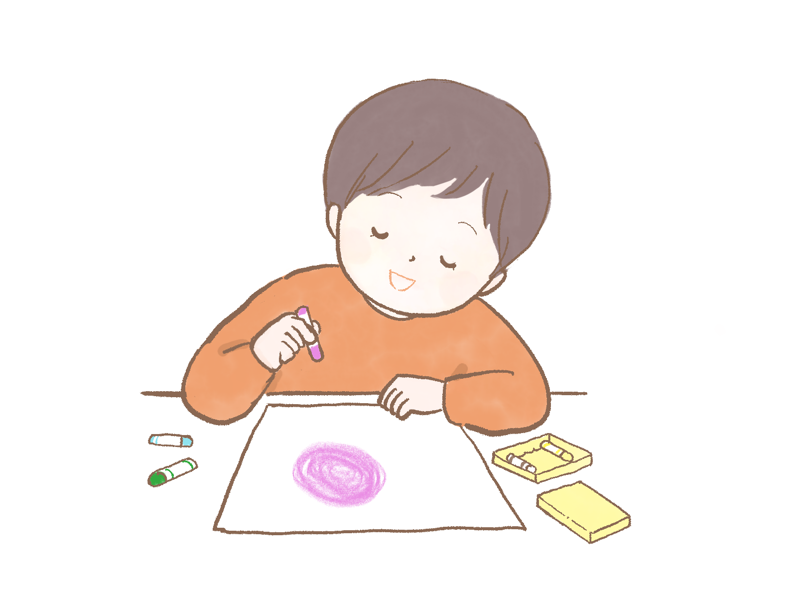 さしえやフリー素材/ 絵を描く子どものイラスト