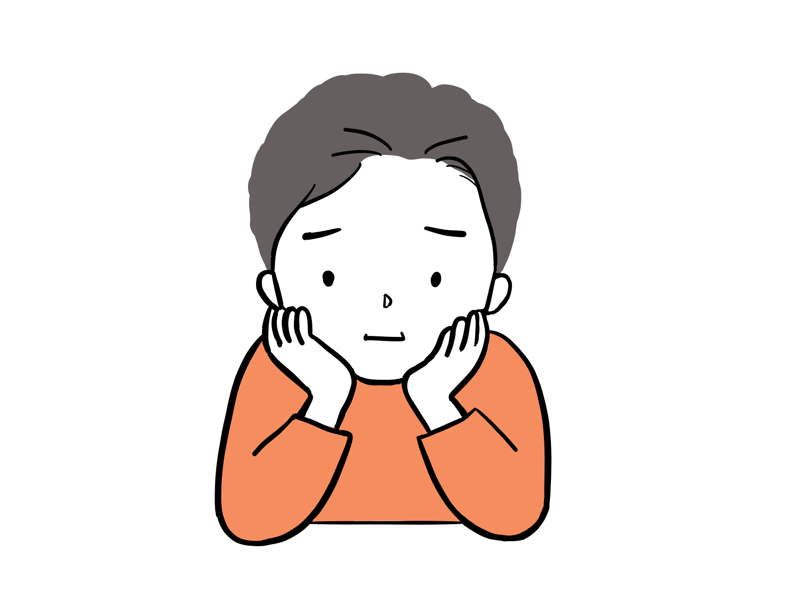 挿絵やフリー素材/頬杖をつく人のイラスト