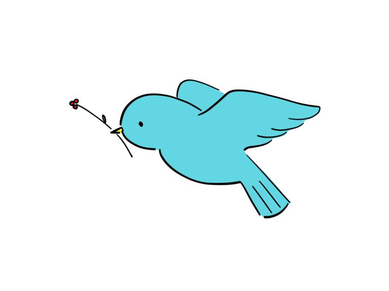 飛ぶ青い鳥のイラスト|さしえや