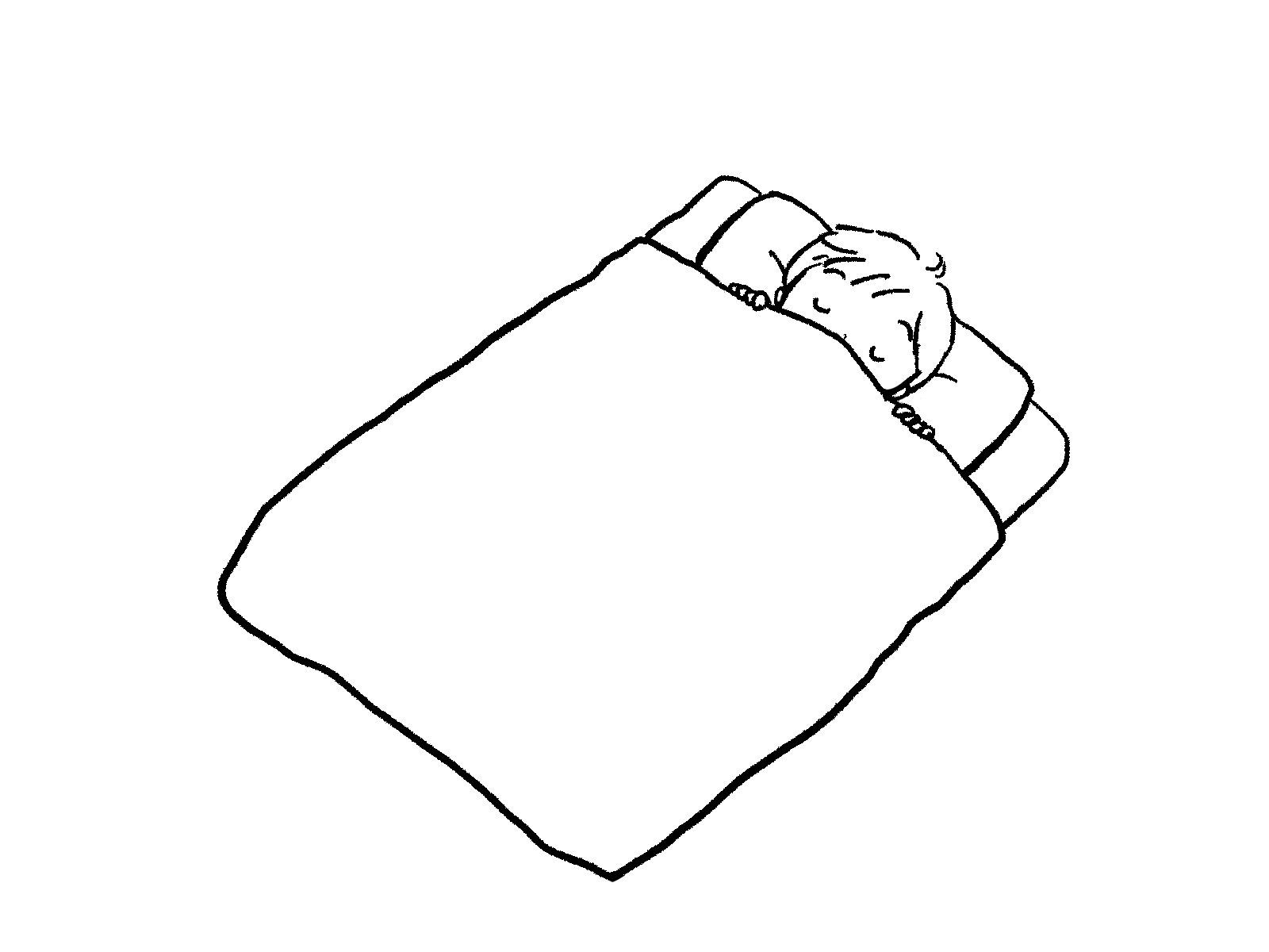 眠る子どもの線画イラスト