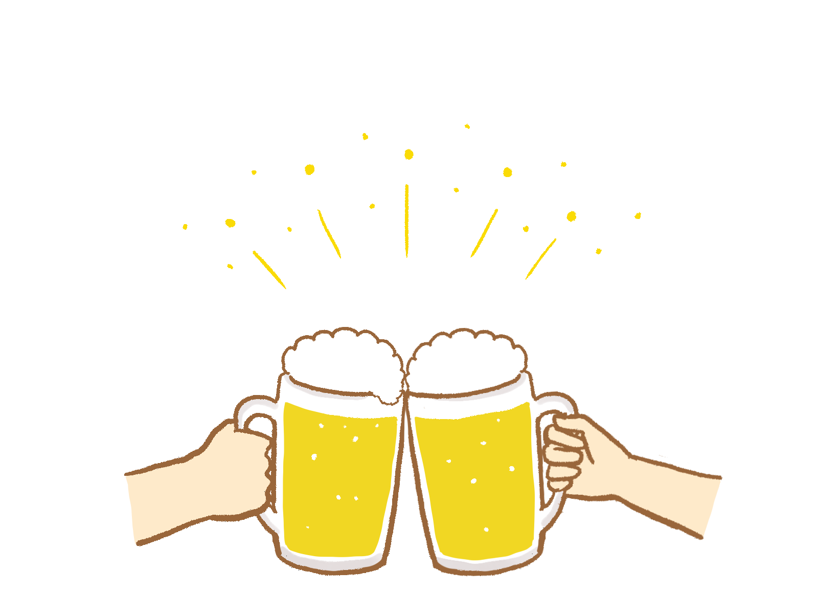 ビールで乾杯をするのイラスト