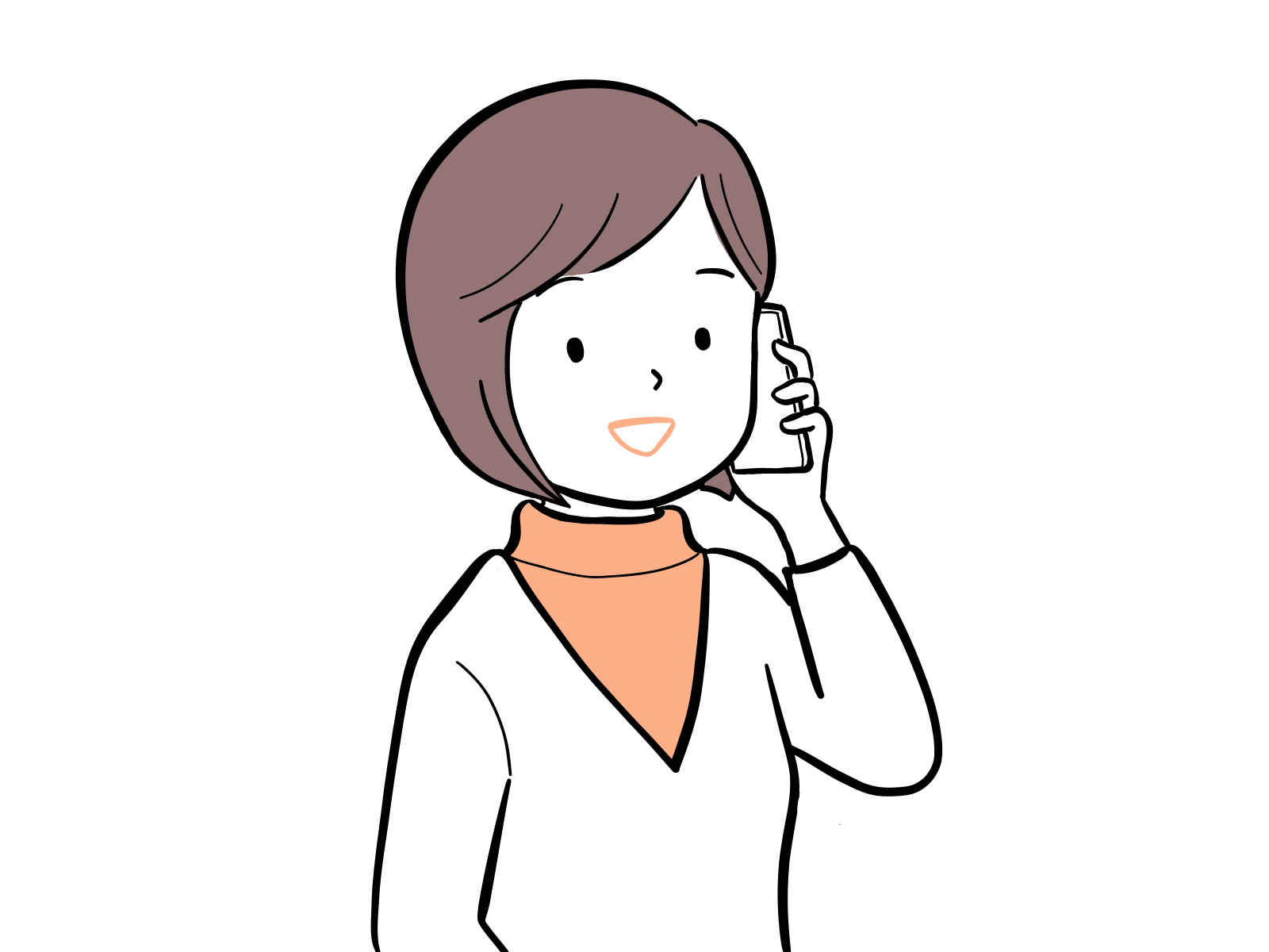 無料イラスト/電話する女性のイラスト