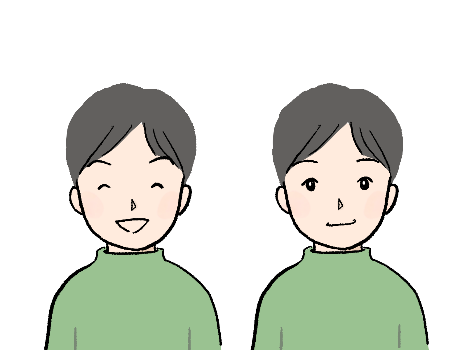 若い男性の表情２種のイラスト