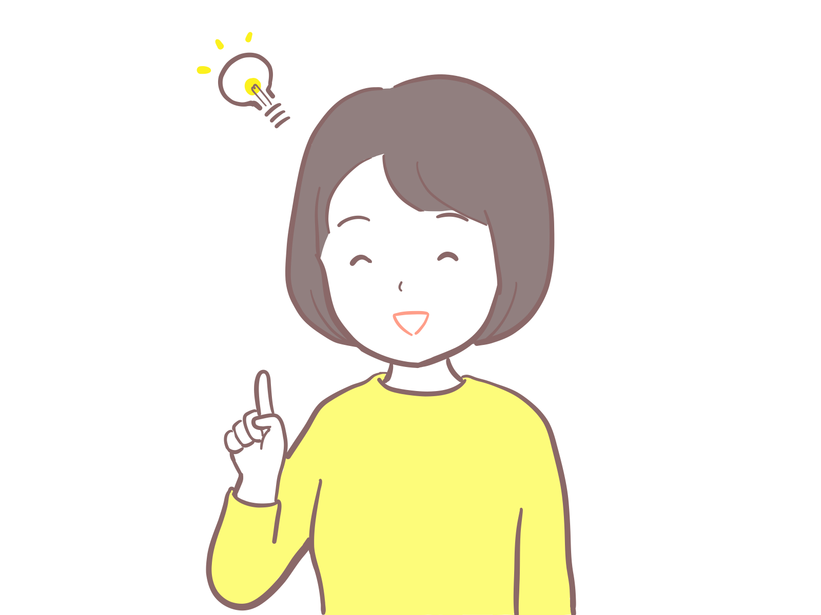 人差し指を立てる女性のイラスト