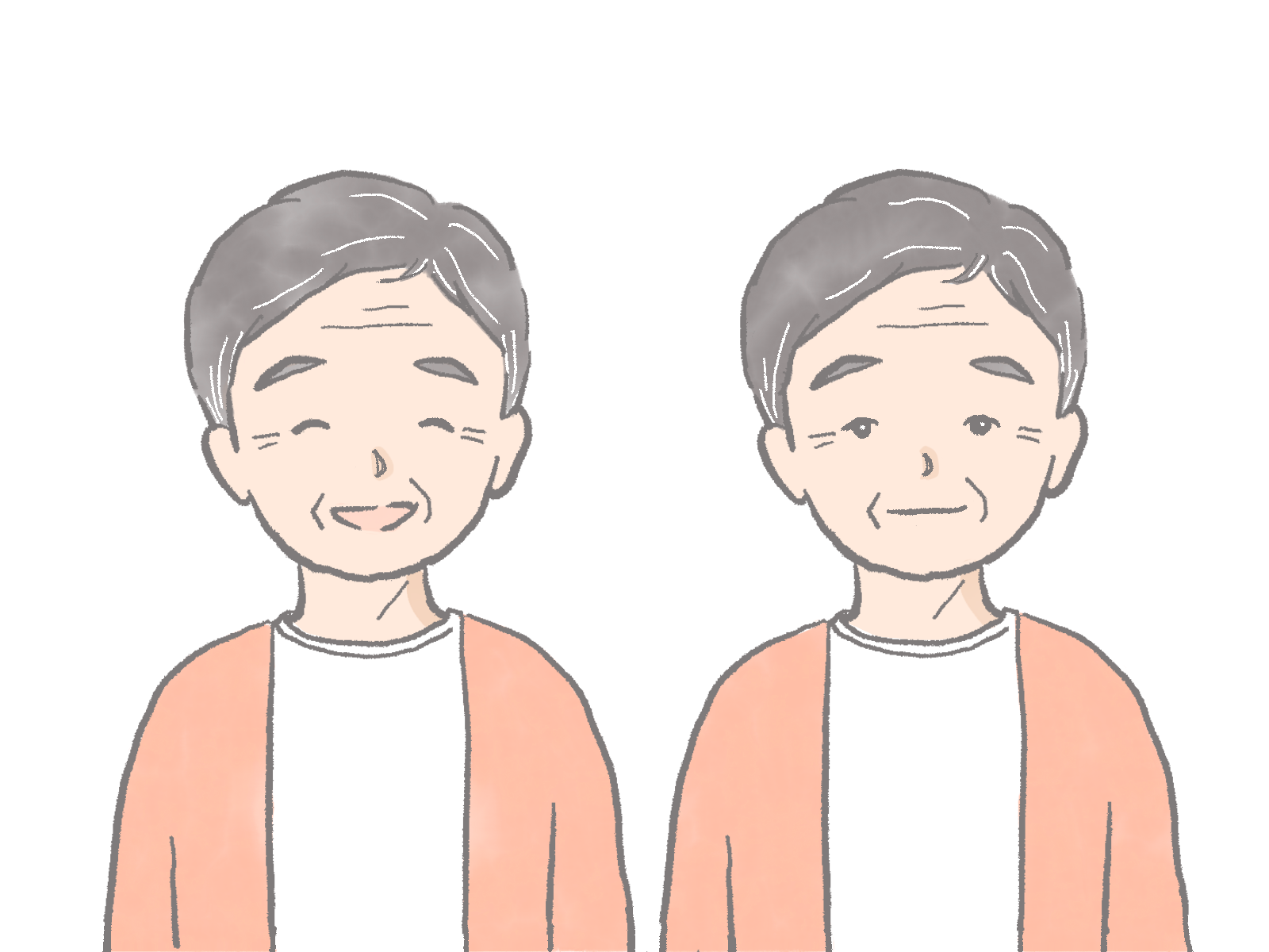 おじいさんの笑顔と真顔のイラスト