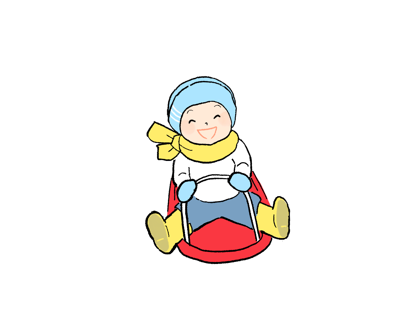 そり遊びをする子どものイラスト