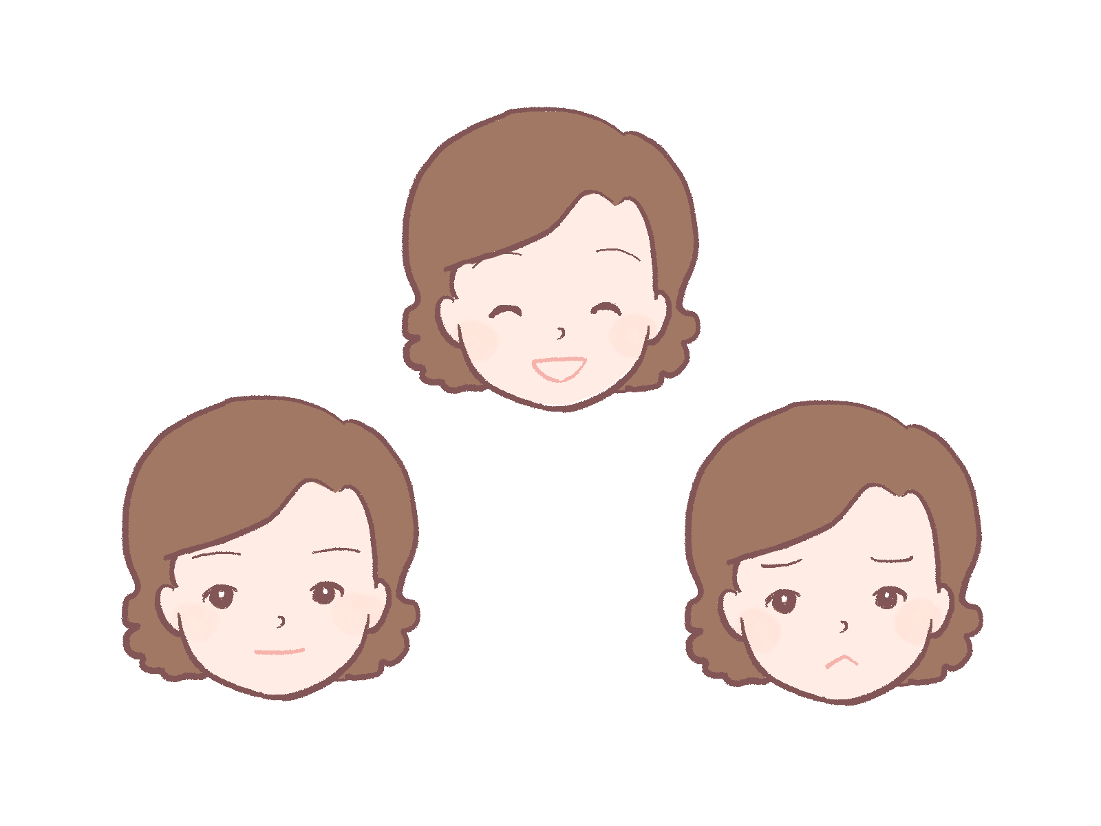 いろいろな表情（女性）のイラスト