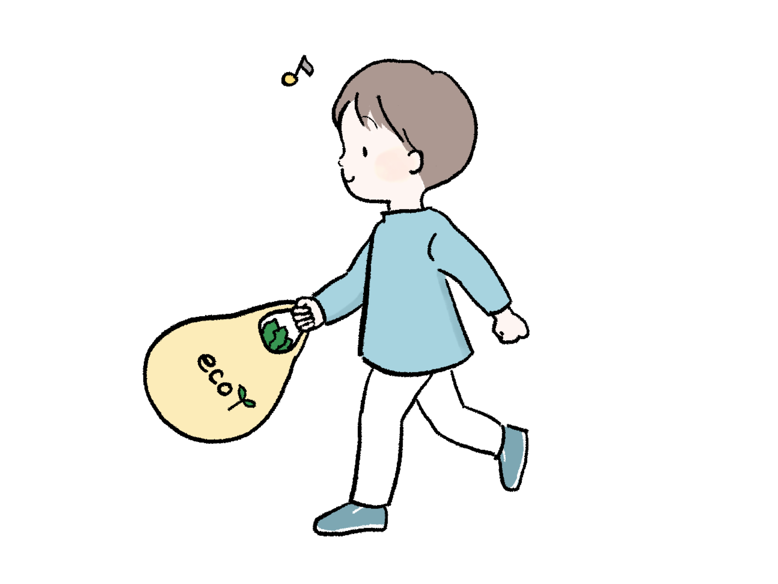 さしえやフリー素材/ 買い物をする男の子のイラスト
