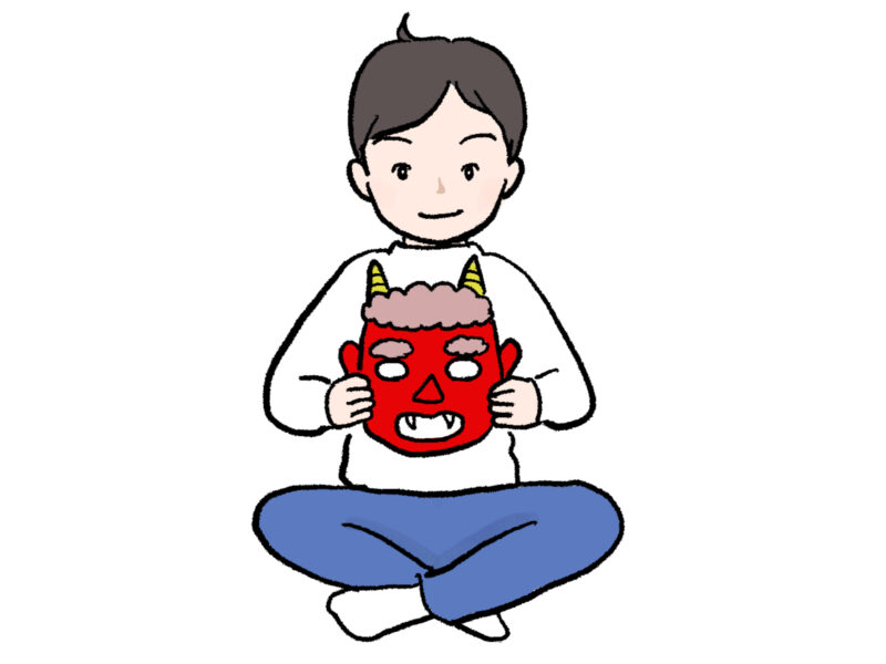 鬼の役になるお父さんのイラスト｜さしえや