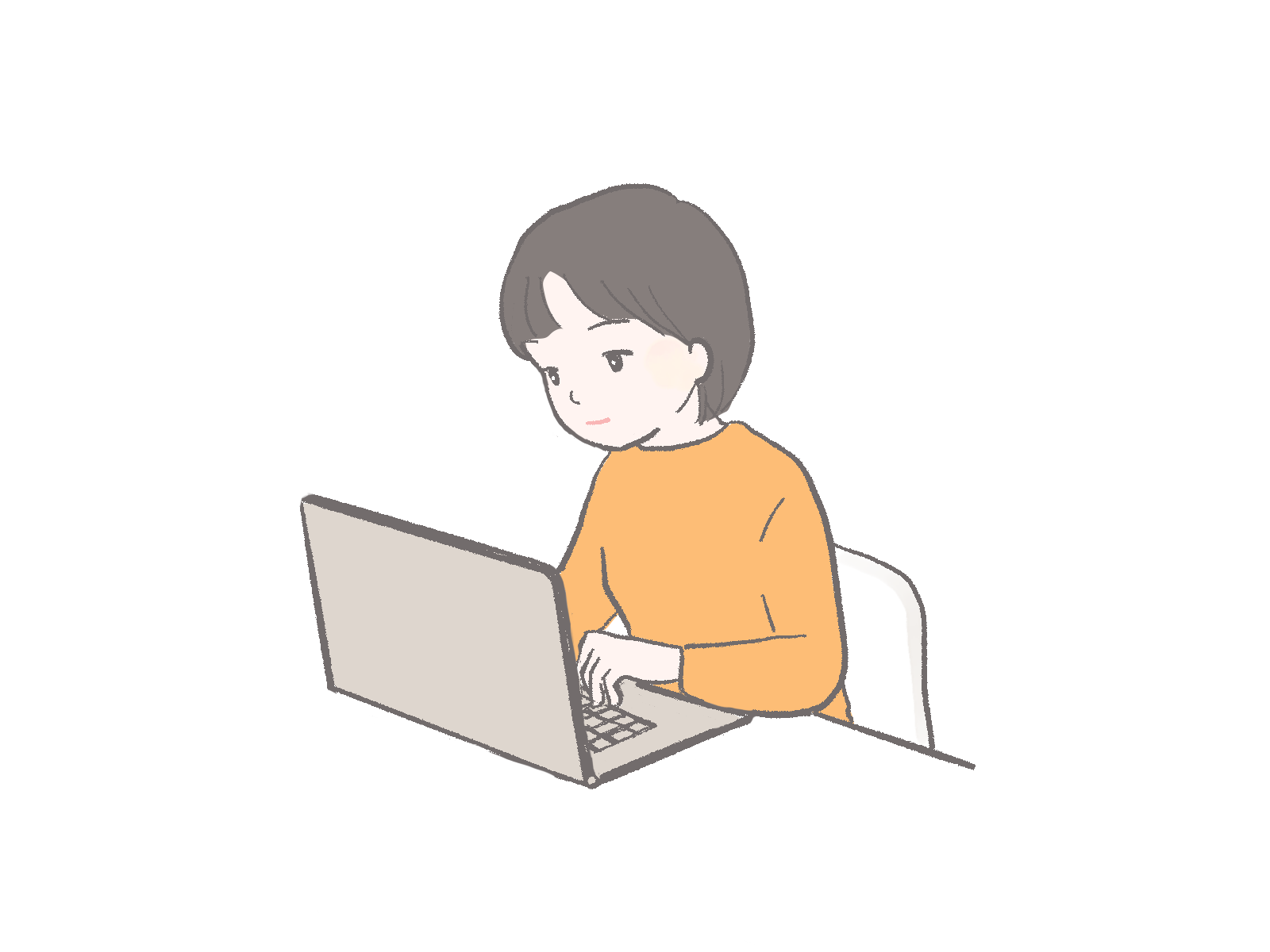 パソコン作業に没頭する人のイラスト