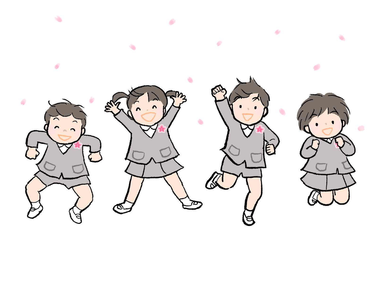 飛び跳ねる卒園児たちのイラスト/さしえや