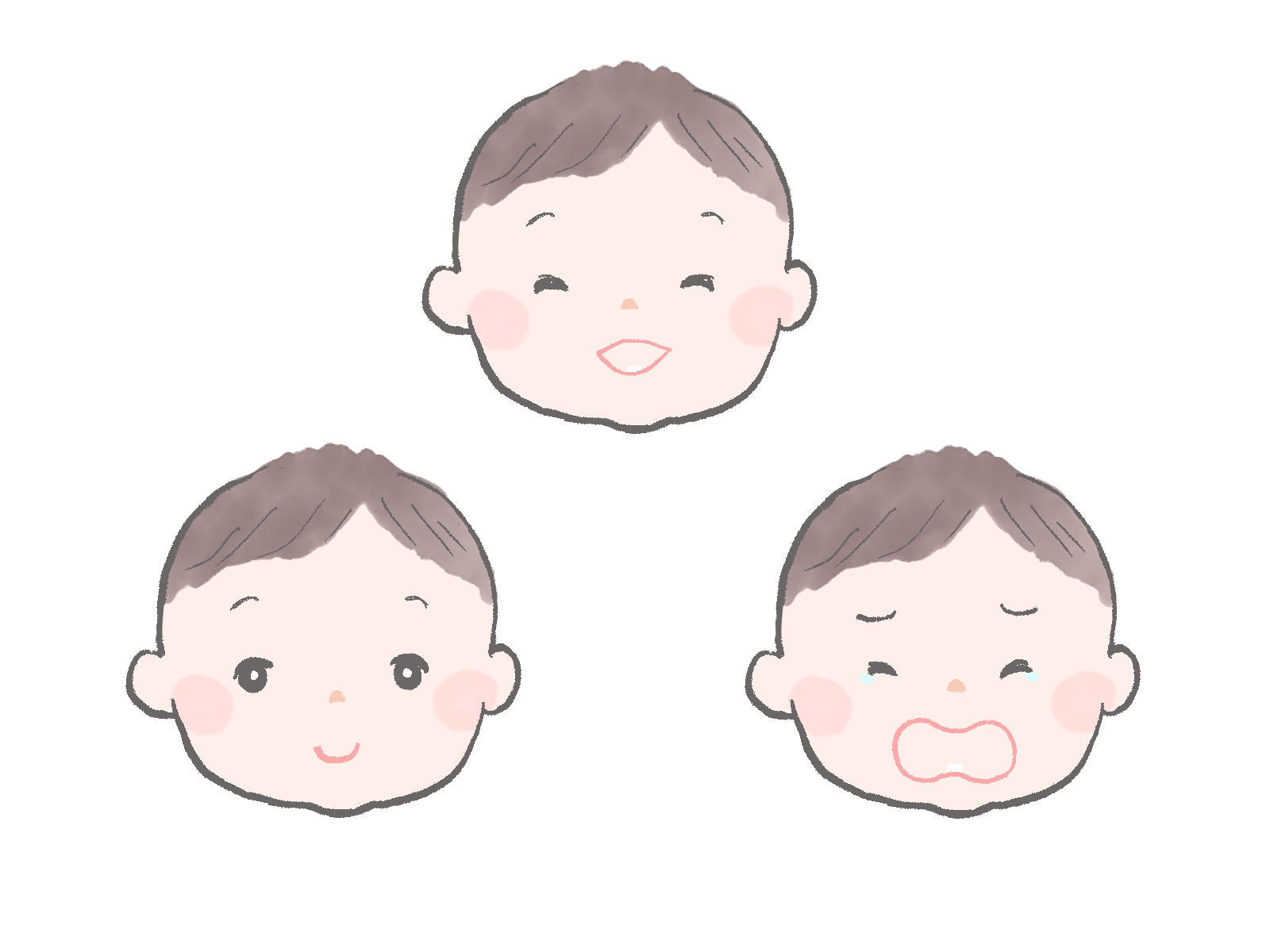 赤ちゃんの色々な表情のイラスト/さしえやフリー素材