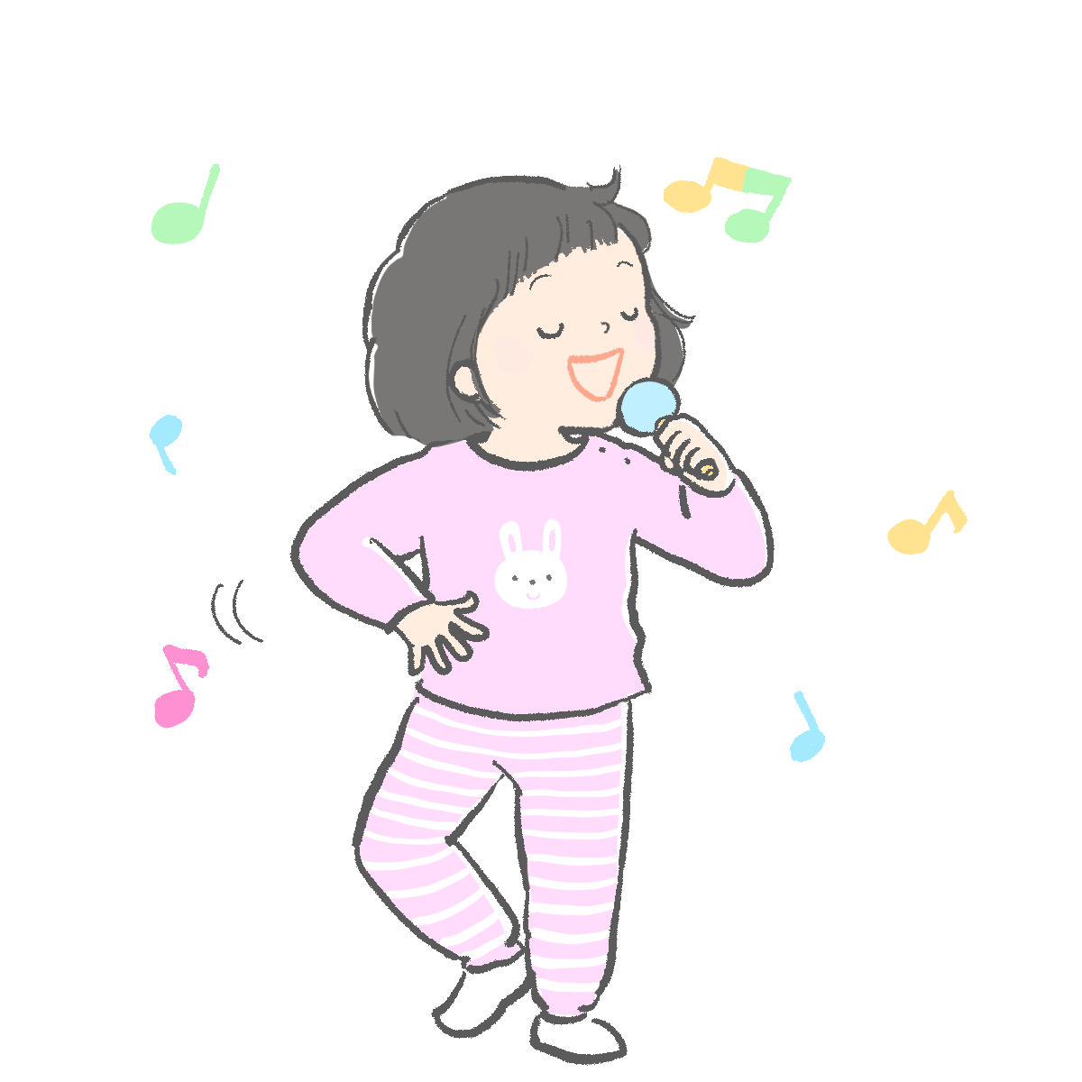 踊りながら歌をうたう子どものイラスト｜さしえやフリー素材