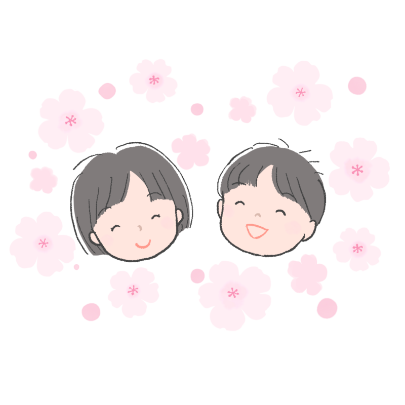 桜の花と子どもの笑顔のイラスト｜さしえや