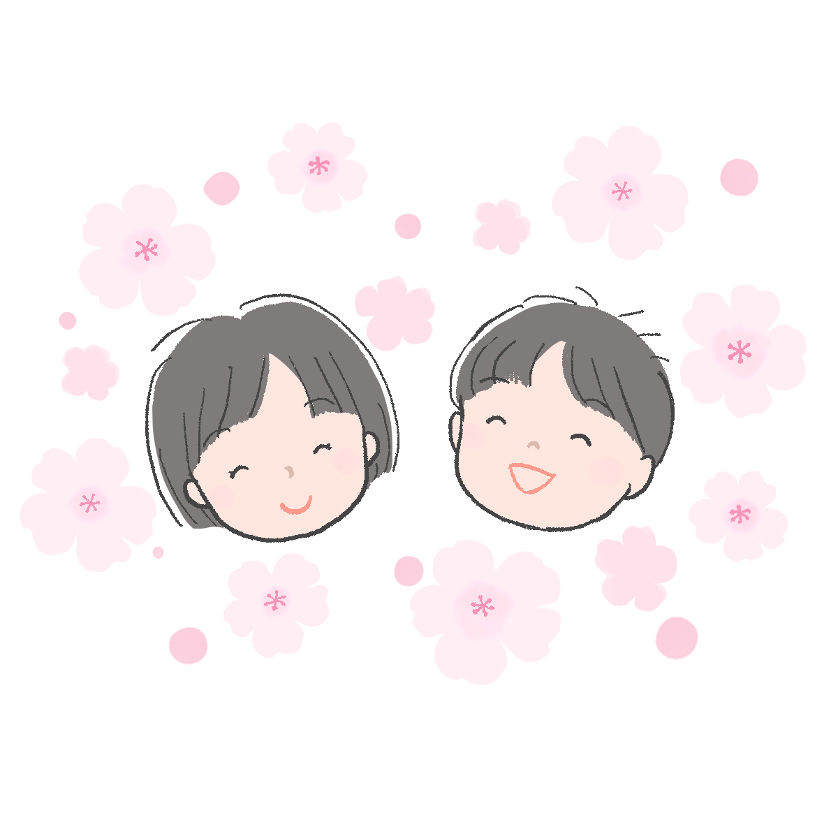 桜の花と子どもの笑顔のイラスト｜さしえやフリー素材