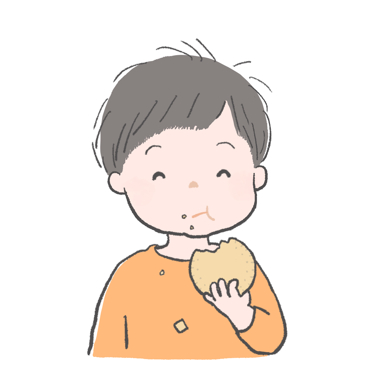 ビスケットを食べる子どものイラスト｜さしえやフリー素材