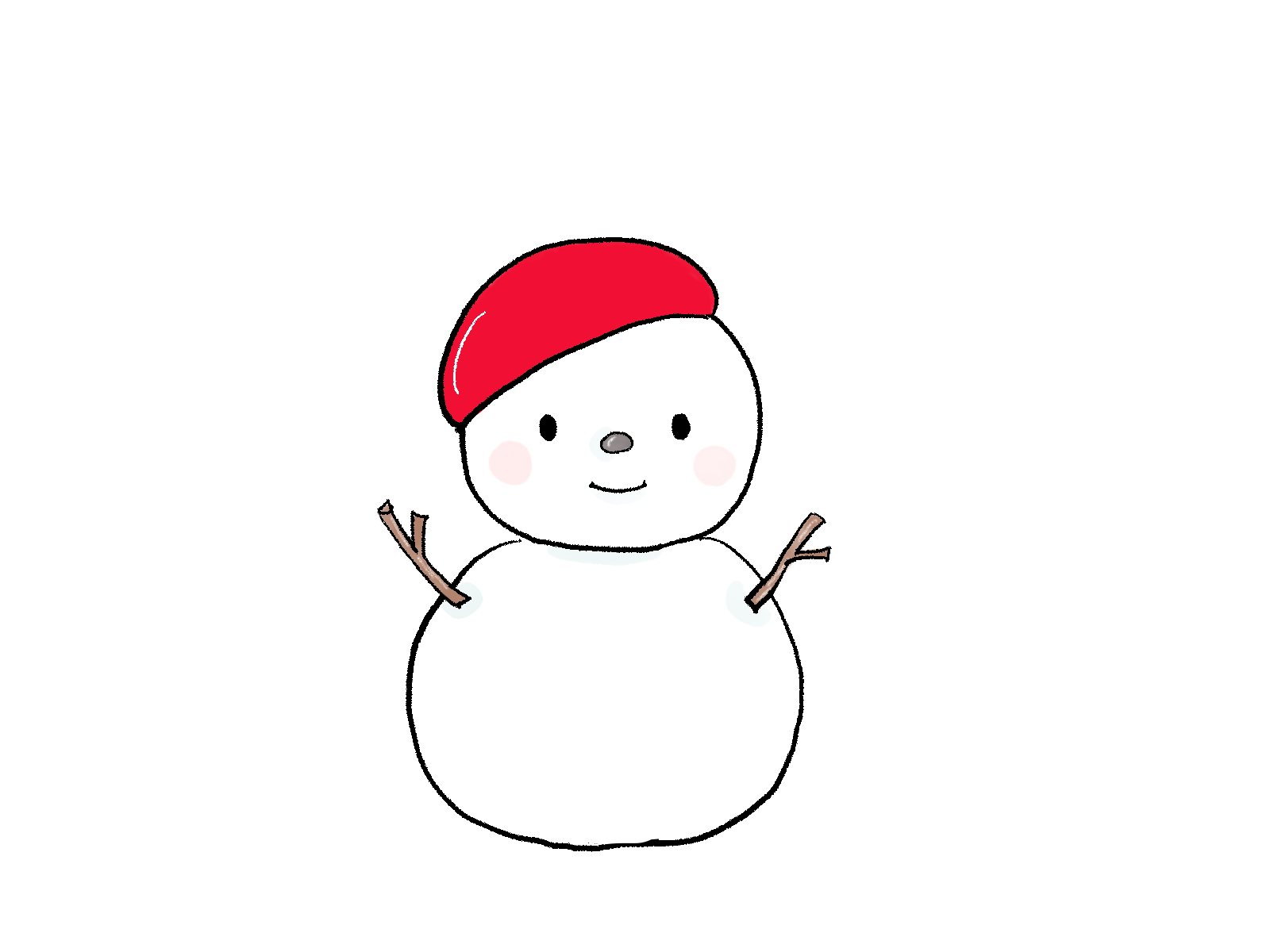 赤いベレー帽の雪だるまのイラスト｜さしえや