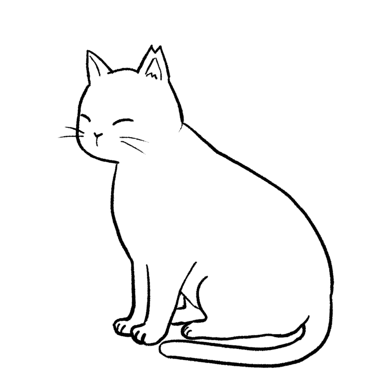 線画・さくらねこ｜さしえやフリー素材