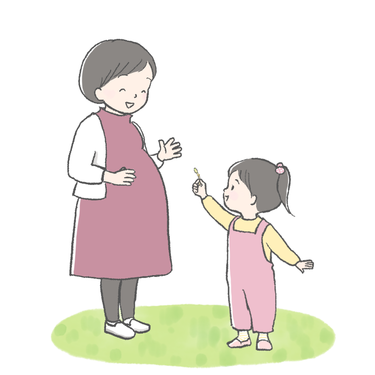 妊婦さんと子どものイラスト｜さしえや