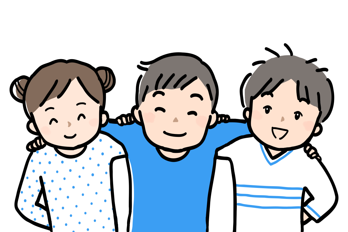 無料イラスト素材｜肩を組む子どもたちのイラスト｜さしえやフリー素材