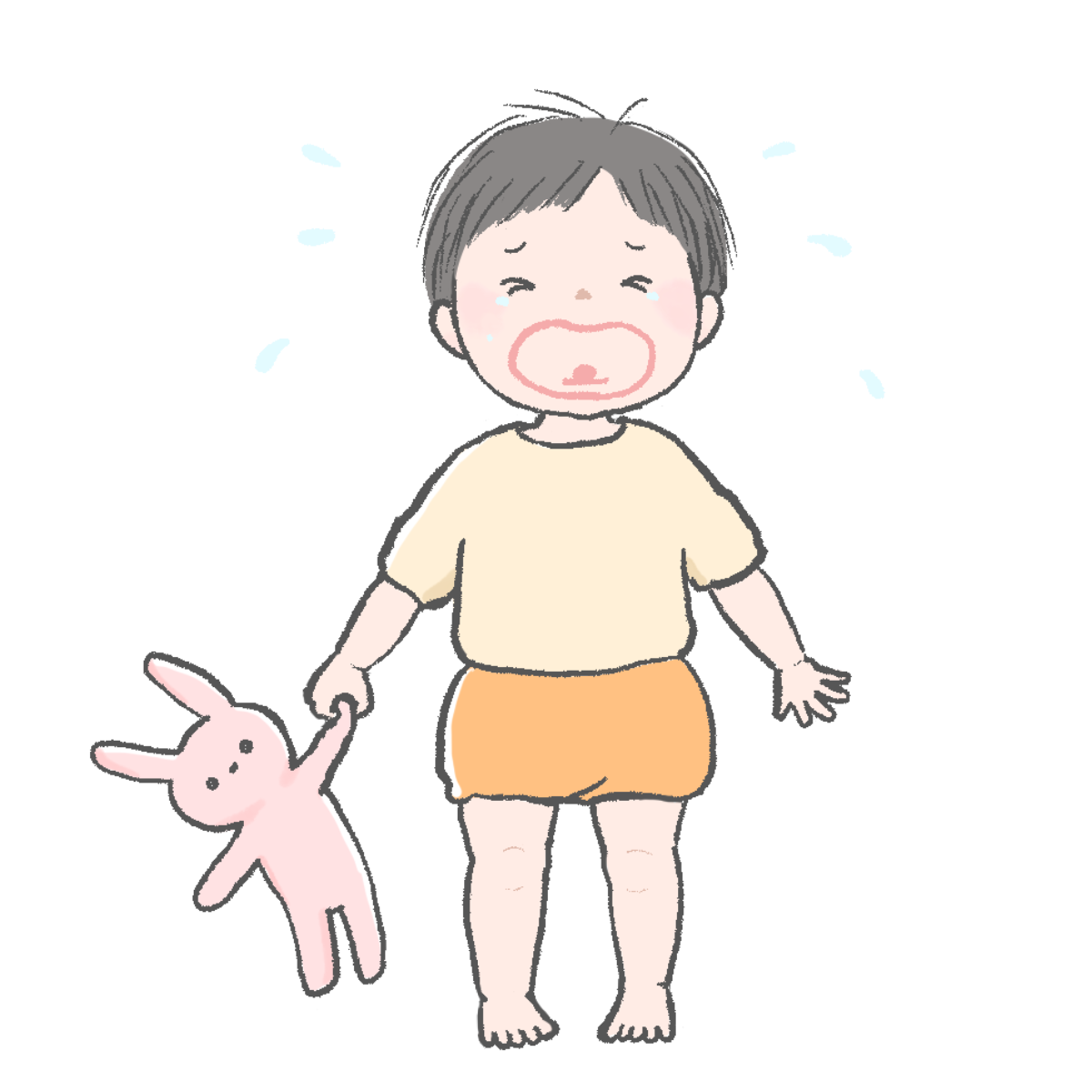 無料イラスト｜泣く小さな子どものイラスト｜さしえやフリー素材