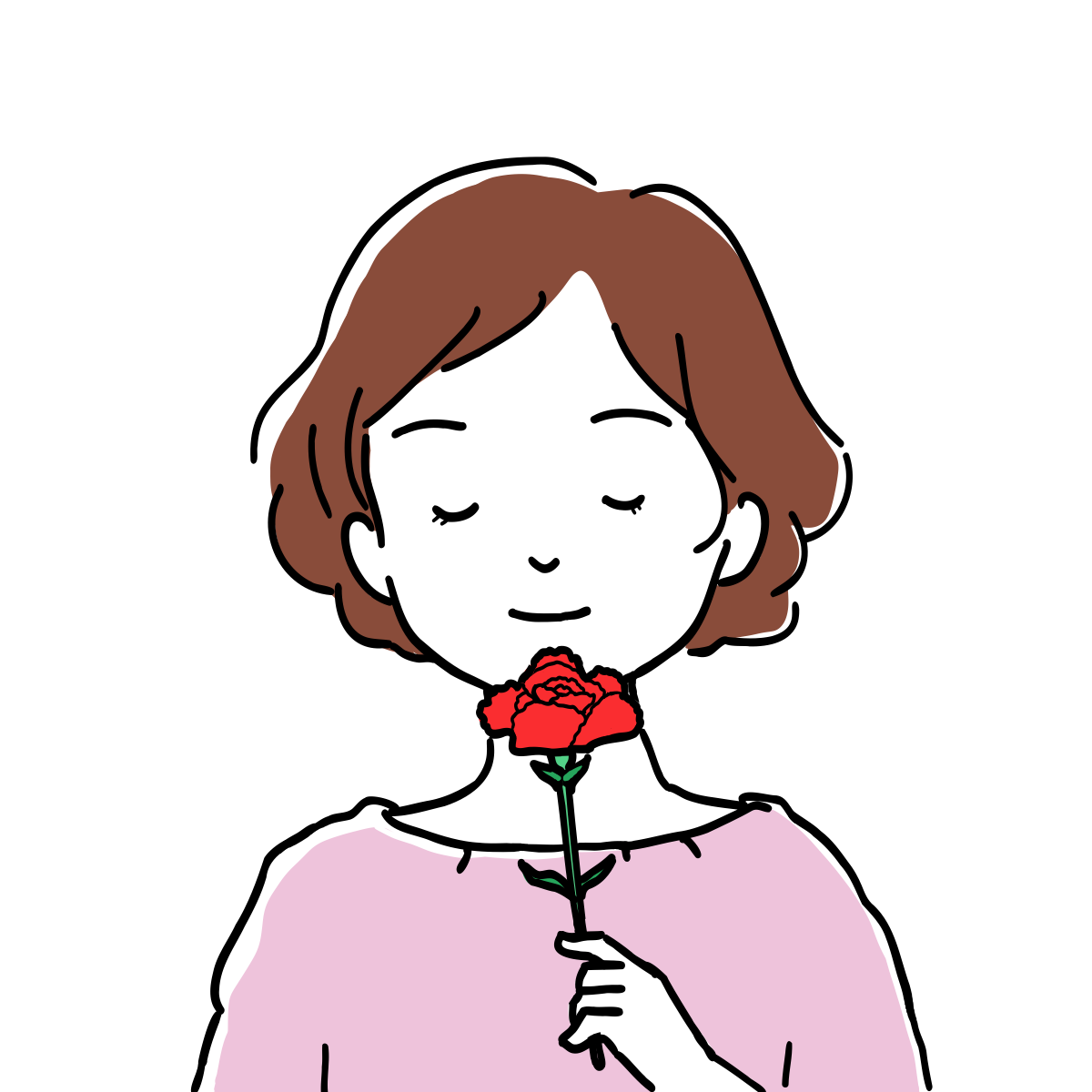 カーネーションを持つ女性のイラスト｜さしえやフリー素材