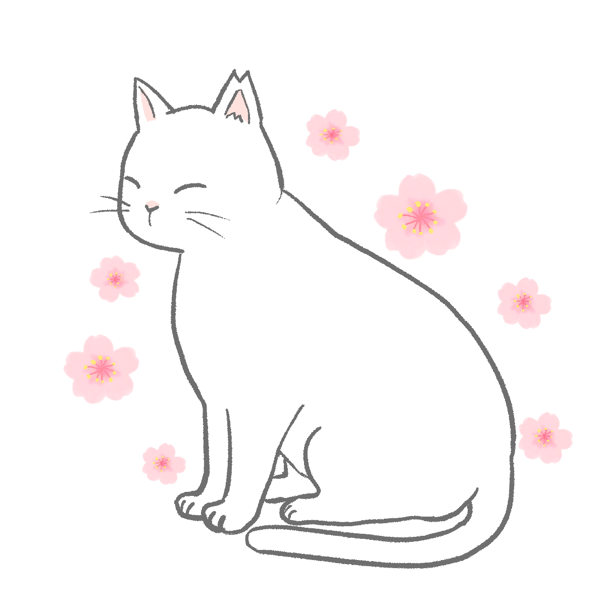 さくらねこのイラスト｜さしえや