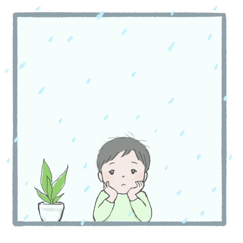 窓から外を見る子どものイラスト|さしえやフリー素材