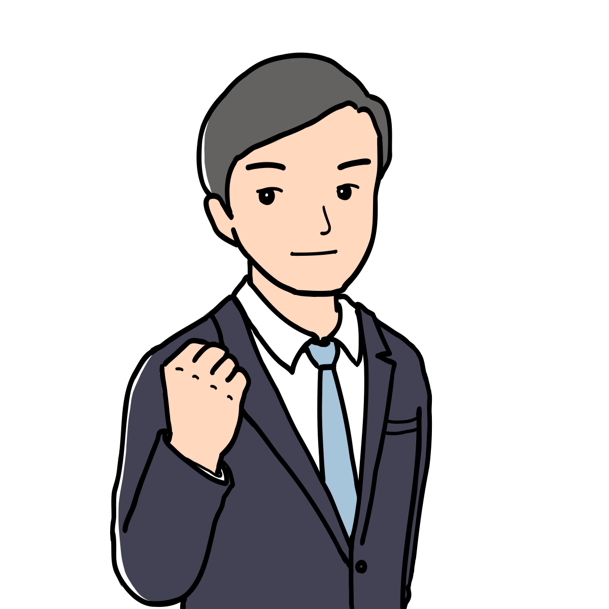 線画・ガッツポーズをするビジネスマン｜さしえやフリー素材