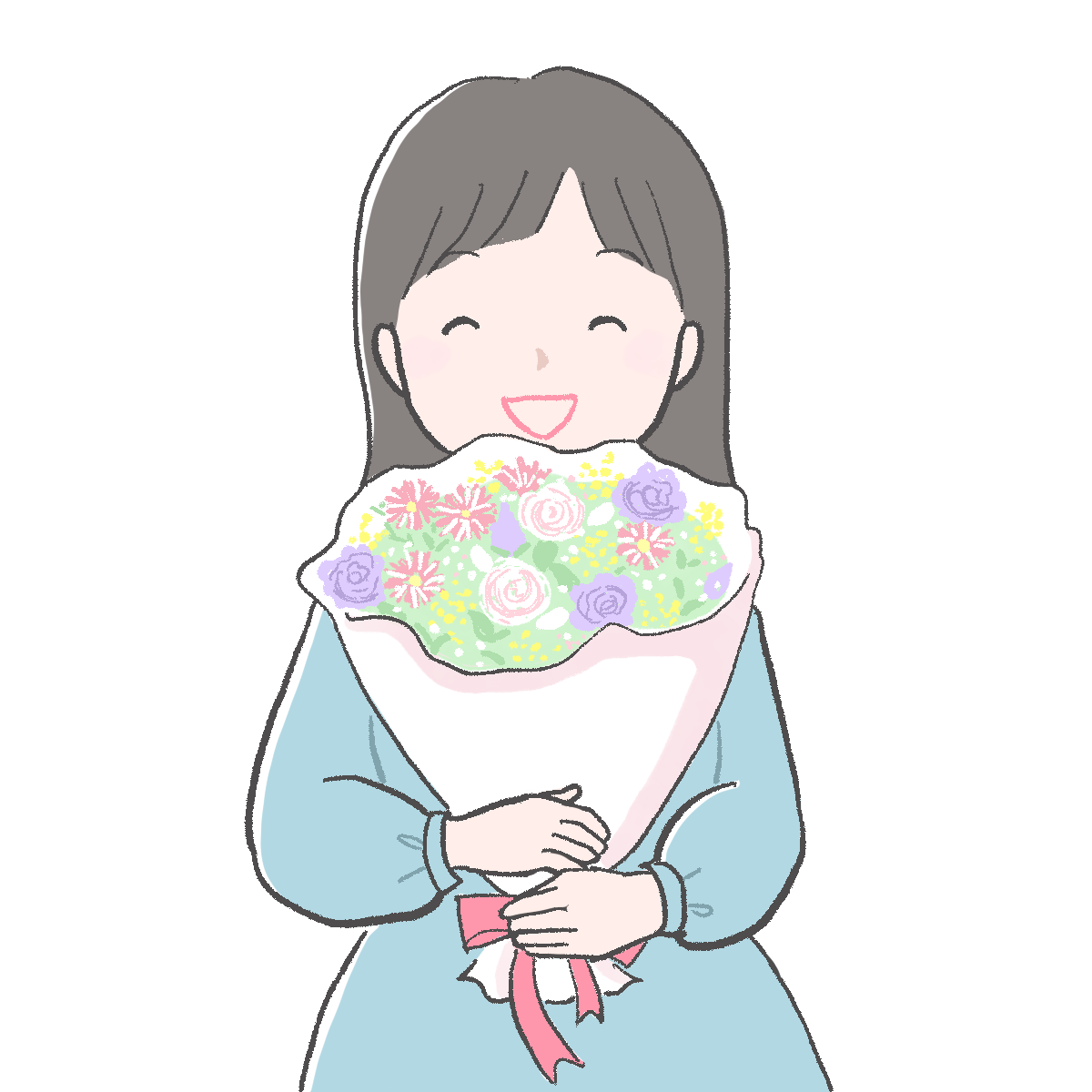 花束を持つ人のイラスト｜さしえやフリー素材
