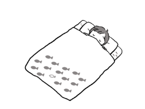 モノトーン・眠る子どものイラスト｜さしえやフリー素材
