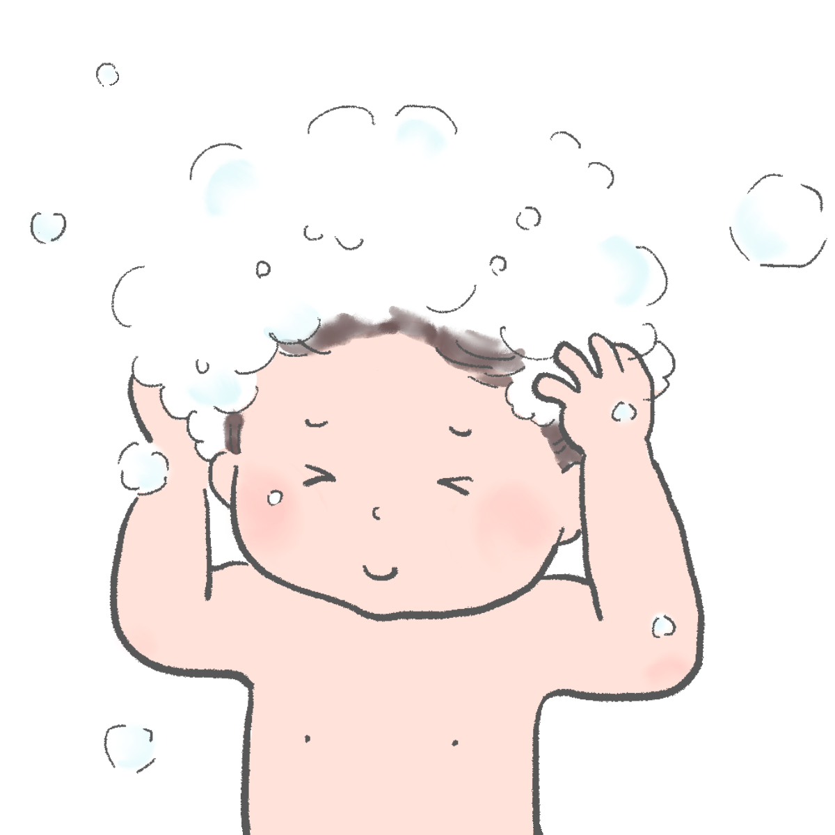 シャンプーをする子どものイラスト｜さしえや