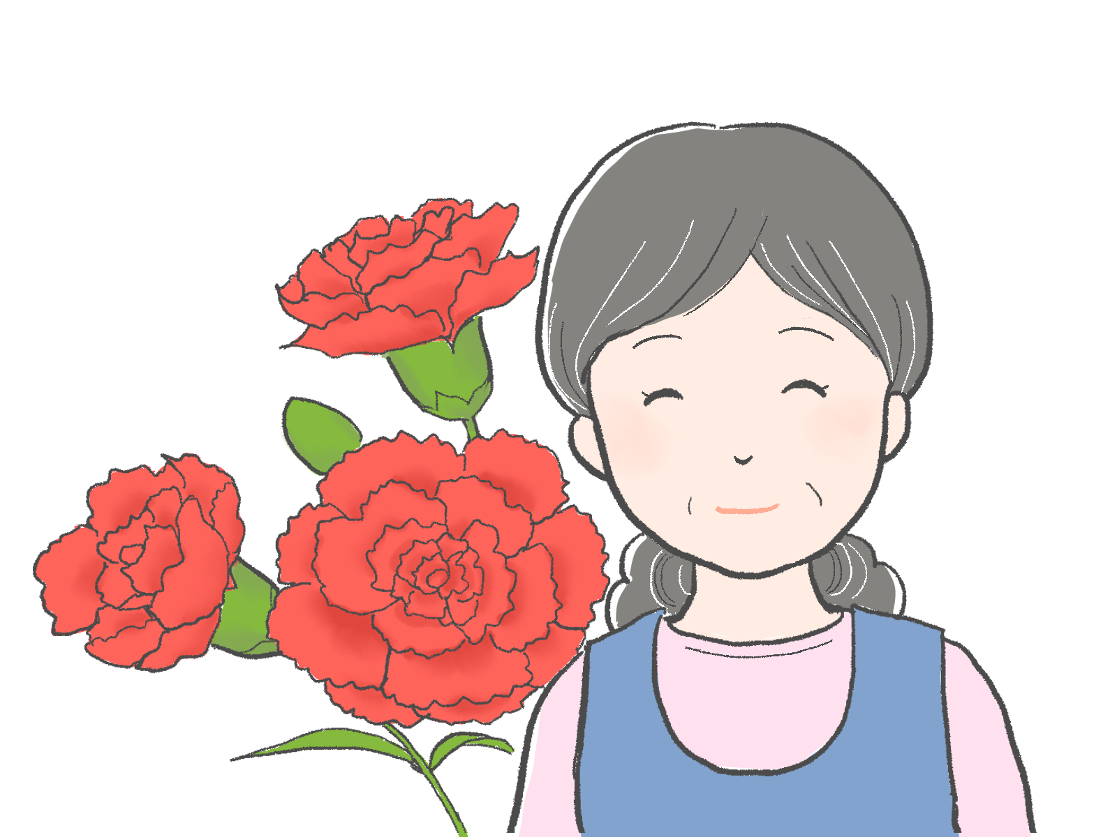 カーネーションとお母さんのイラスト｜さしえやフリー素材