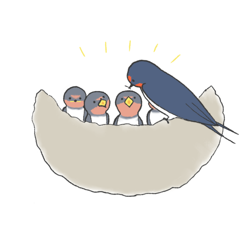 ツバメの親子のイラスト｜さしえや