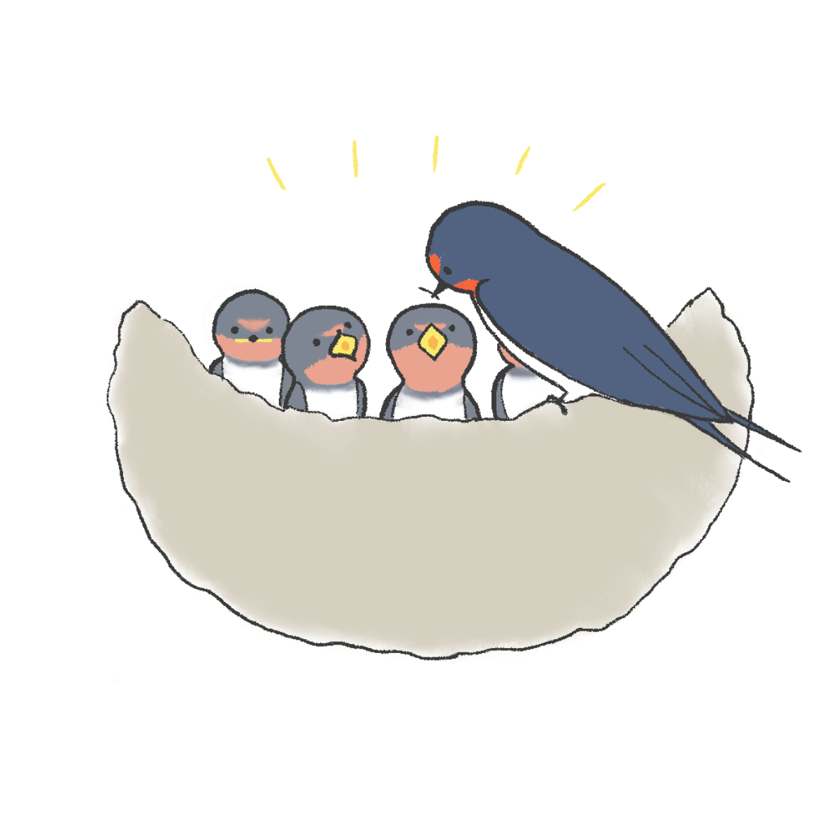 ツバメの親子のイラスト｜さしえや