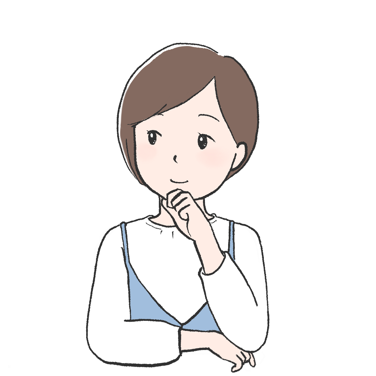 考え事をする女性のイラスト１｜さしえや