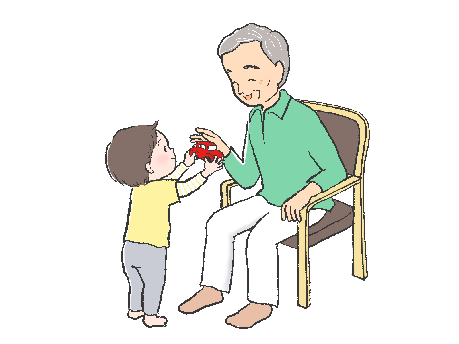 おじいさんと子どものイラスト｜さしえやフリー素材