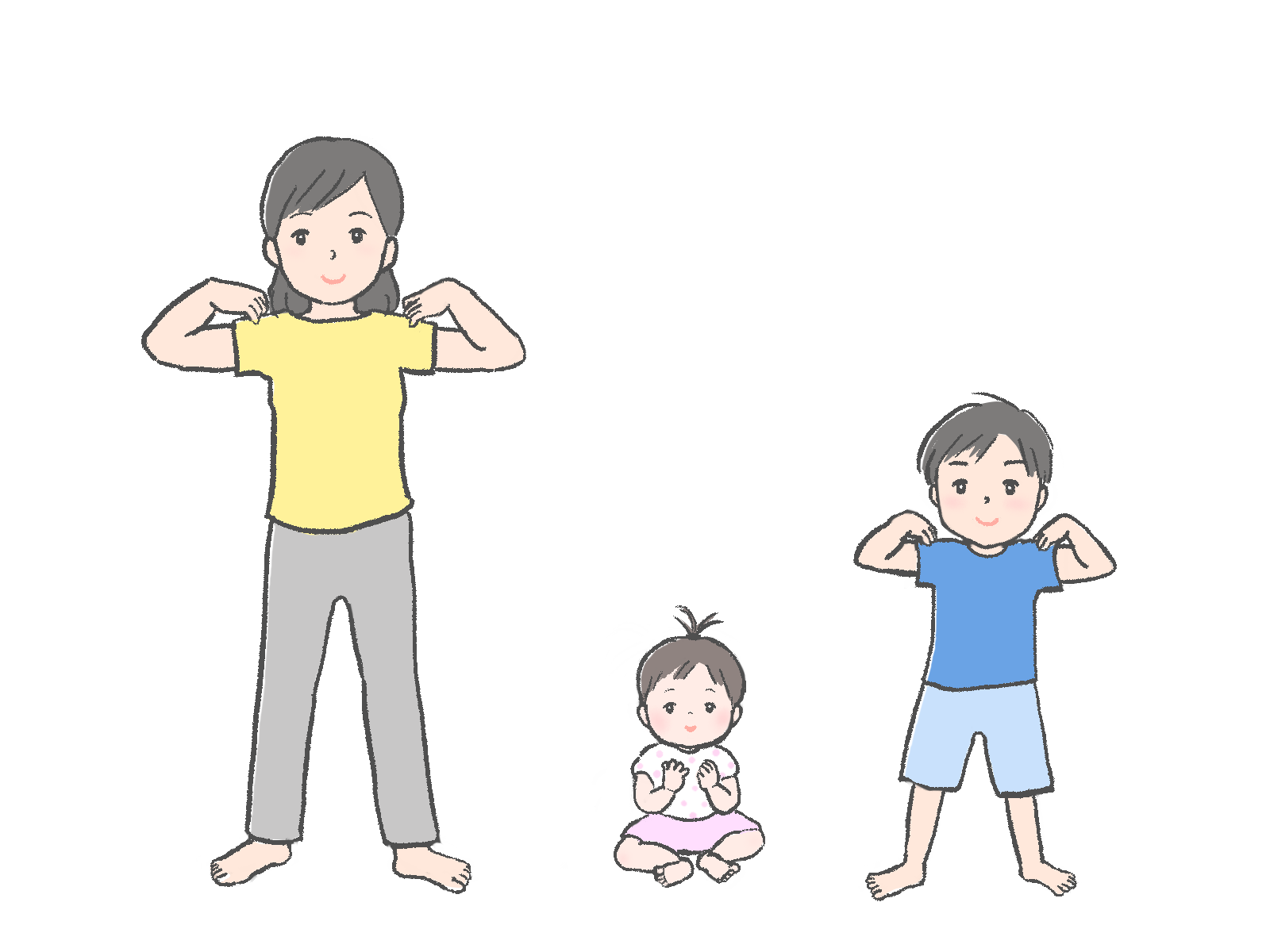 ラジオ体操をする親子のイラスト｜さしえやフリー素材
