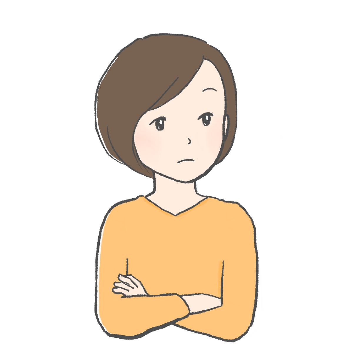 考え事をする女性のイラスト２｜さしえやフリー素材