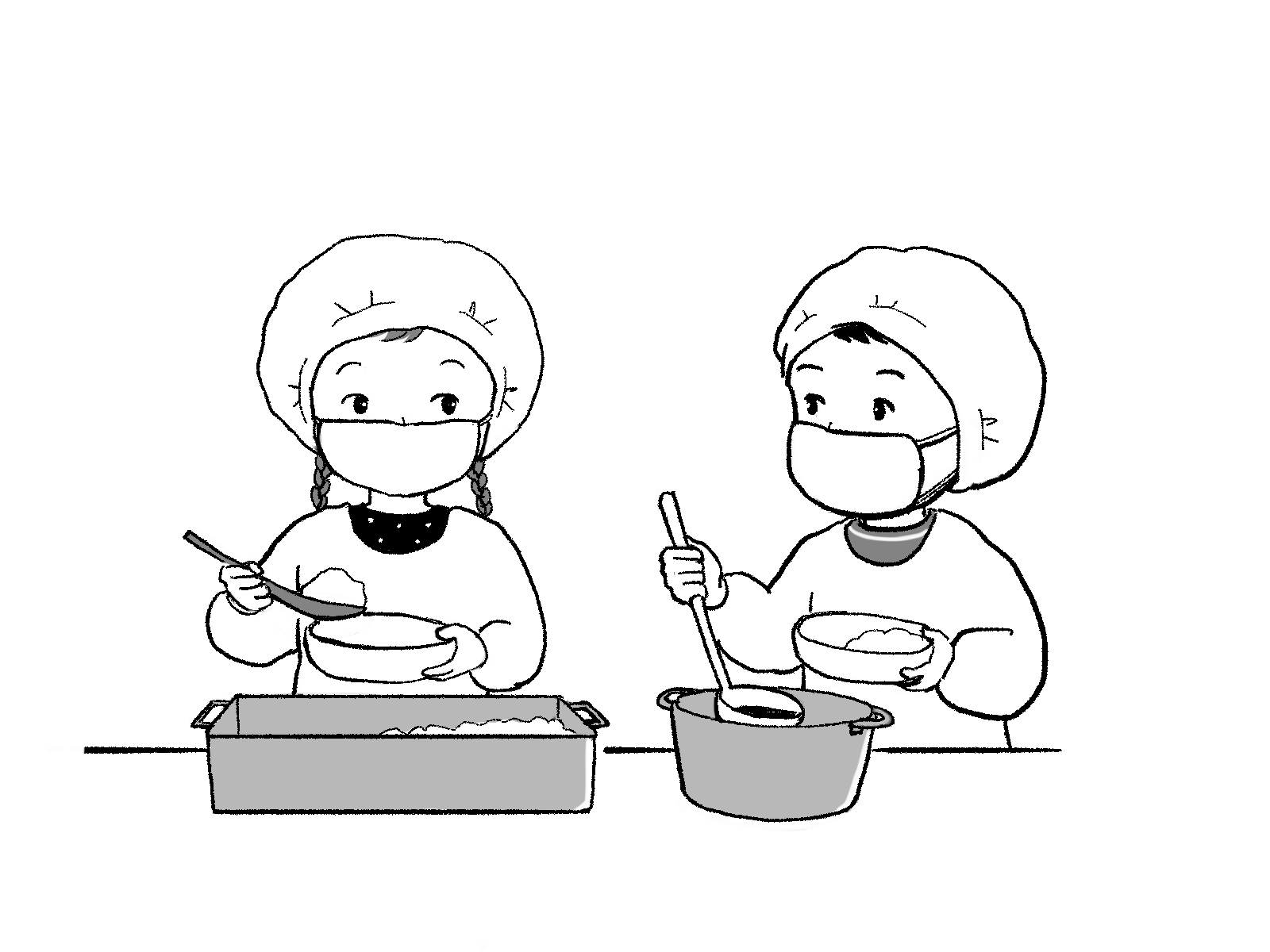 給食当番をする子どもたちのイラスト｜さしえやフリー素材
