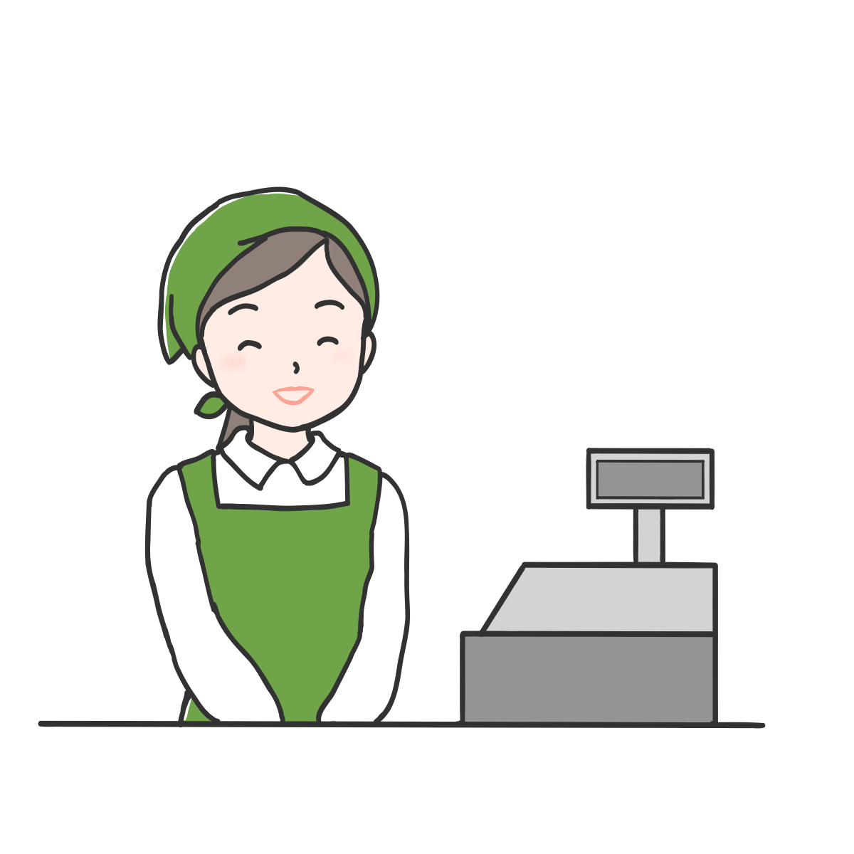 レジ業務の女性店員のイラスト｜さしえやフリー素材