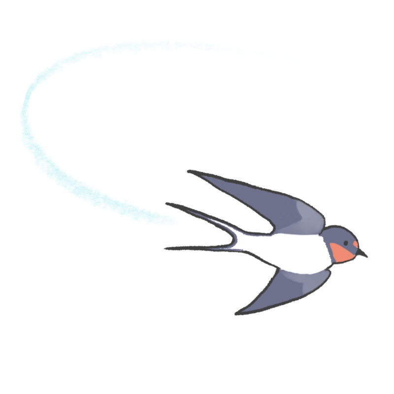 旋回するツバメのイラスト｜さしえや