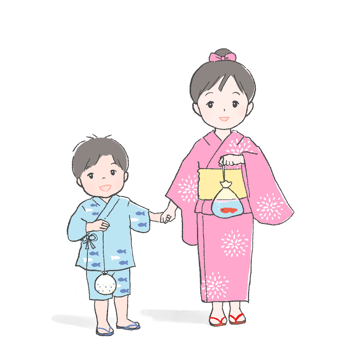 浴衣を着た子どもたちのイラスト｜さしえやフリー素材