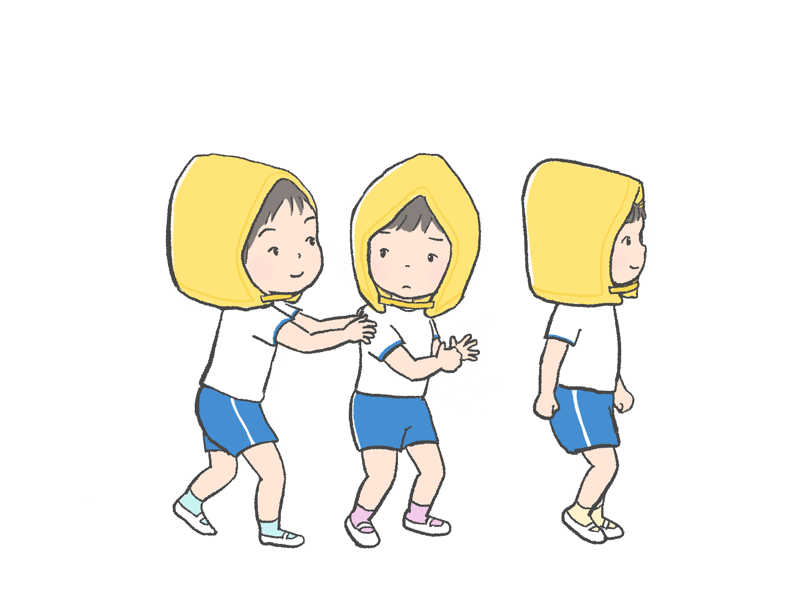避難訓練のイラスト｜おかしもち｜さしえや