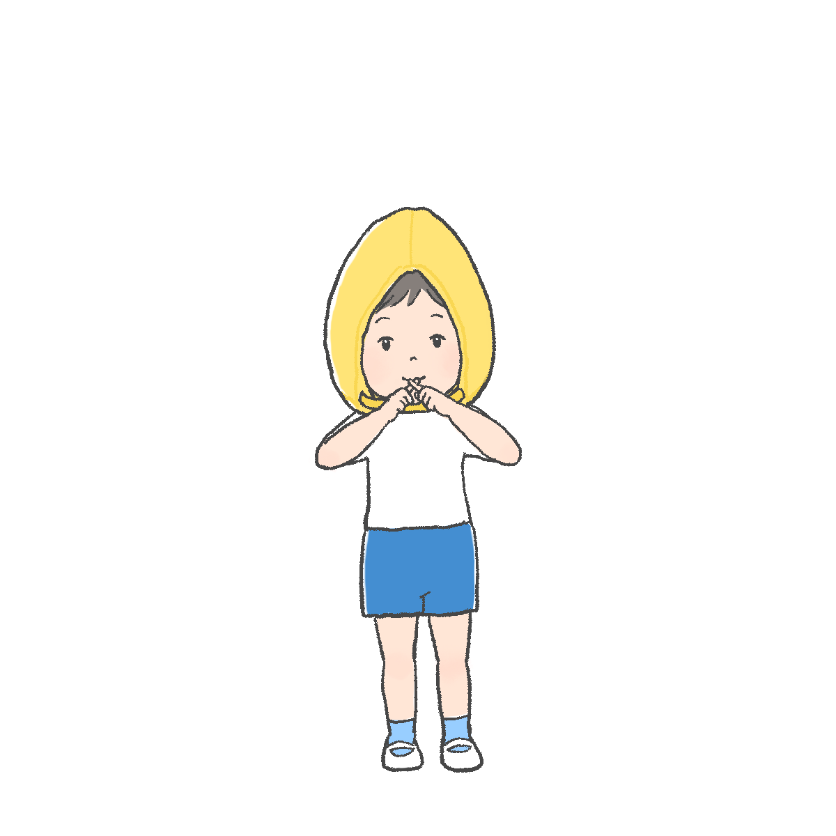 避難訓練のイラスト（しゃべらない）｜さしえやフリー素材