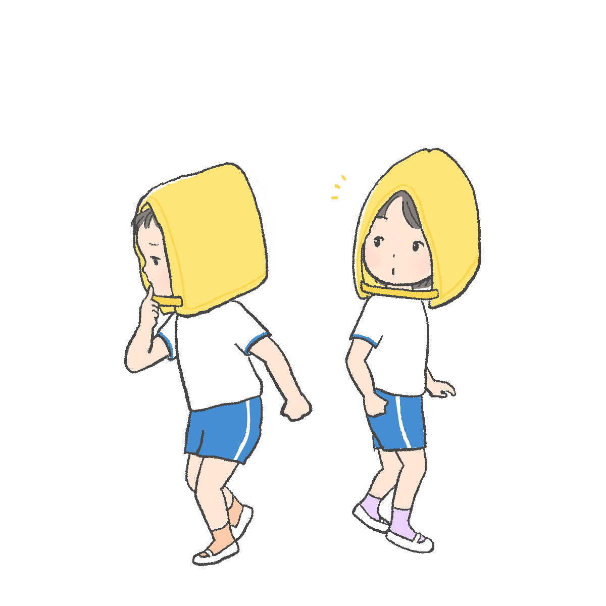 避難訓練のイラスト（もどらない）｜さしえやフリー素材